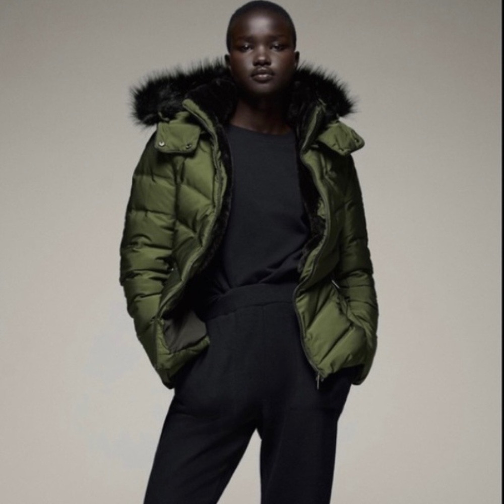 ZARA Down Feather Water Repellent Winter Jacket with fur